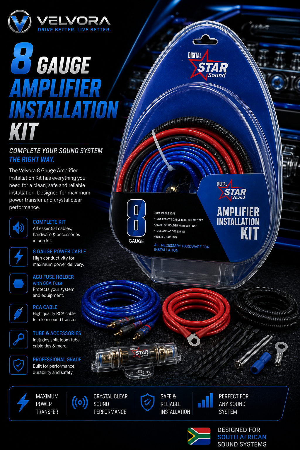 Star Sound 8 Gauge Amplifier Installation Kit