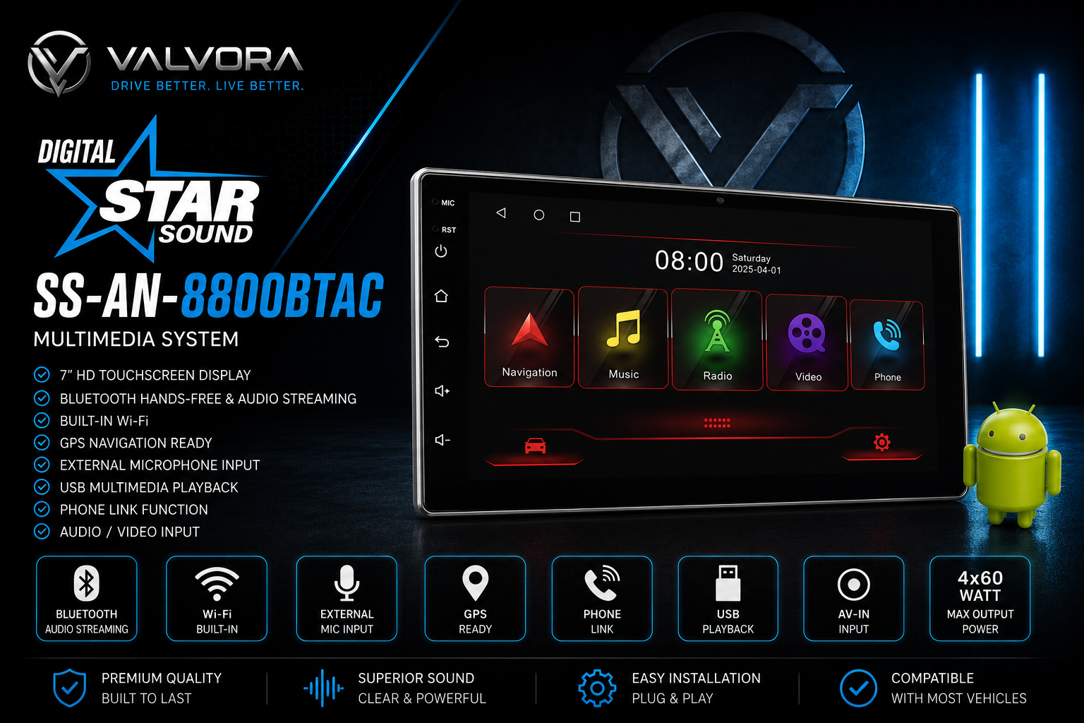 Digital Star Sound SS-AN-8800BTAC Multimedia System